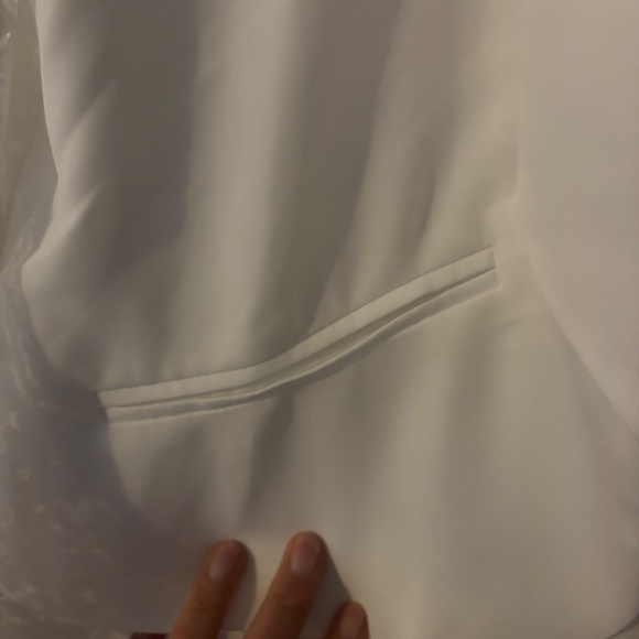 Lulus Luxe Elegance White Lace Sleeve Open-front Blazer - Size L - Picture 7 of 11